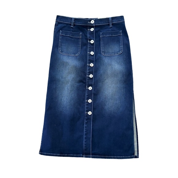 INC International Concepts Dresses & Skirts - Inc Denim Button Front Midi Skirt Y2K Size 10 with Side Slits